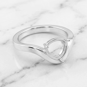 Bague de fiançailles semi-montée en argent sterling 925, taille poire 8x6mm, style East West Bypass, à 3 griffes, pour pierre précieuse non montée - Product Image 2
