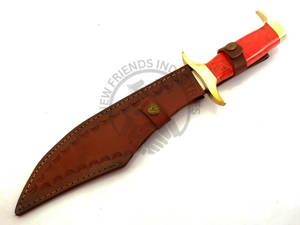 มีดใบตายรุ่นใหม่ล่าสุด เหล็ก J2 มีดโบวี่ มีดสะสม มีดล่าสัตว์ ด้ามจับหินสีส้ม มีดเอาตัวรอด พร้อมปลอกมีด - Product Image 6