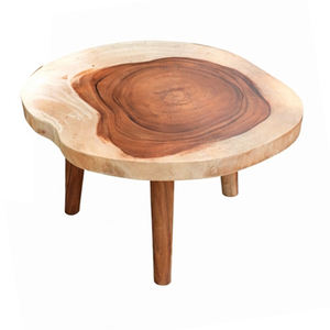 Table basse moderne minimaliste de qualité supérieure en bois de Suar massif, écologique, avec pieds tournés démontables et pliables - Product Image 1