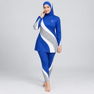 Ensemble Burkini 3 Pièces Modeste Grande Taille Imperméable Anti-Plis à Motif Imprimé sur le Devant Séchage Rapide - Product Image 1