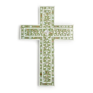Croix murale catholique MOP rouge pour la décoration de la maison meilleur prix croix chrétiennes avec incrustation de nacre - Product Image 5