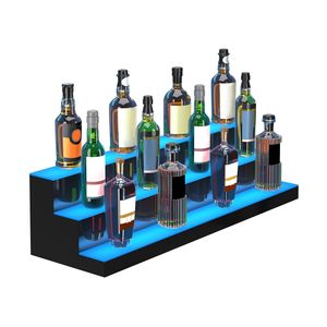 Espositore Commerciale a LED in Acrilico da 40 Pollici per Bottiglie di Liquori, 3 Livelli con 3 Gradini, Scaffale Porta Whisky per Bar Domestico - Product Image 4
