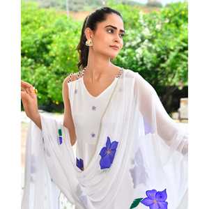 Ensemble de costume en mousseline de soie florale bleue suisse - Taille XS - Product Image 3