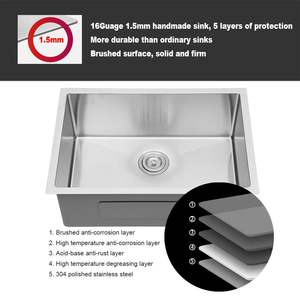 Lavello da cucina a tazza singola in acciaio inox da 16 pollici da 10 pollici profondo sotto il montaggio 27x18x10 'dimensioni lavello da cucina - Product Image 2