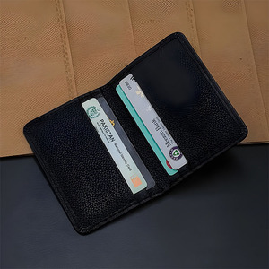 Black Textured Leather <b>Card</b> <b>Holder</b> <b>Wallet</b> Bifold Design For Men Multi Slot Office Business Functional Practical Pocket Purse - Product Image 2