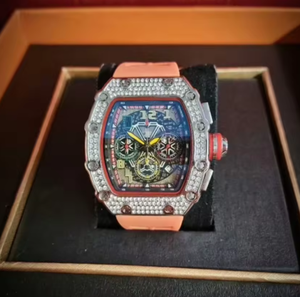 Boîtier de luxe personnalisé de haute qualité en cristal de saphir serti de diamants, 44 mm, aiguille automatique, mécanique, squelette, étanche - Product Image 3