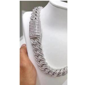 Custom Design 16mm <b>Name</b> Necklace Iced Baguette VVS Moissanite Cuban Link <b>Chain</b> Silver Plated 925 Sterling Silver Hip Hop Style - Product Image 1