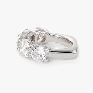 Factory 5mm Round Cut Lab Grown Diamond 14K Solid White Gold Ring Luxury 5-<b>Stone</b> Anniversary Band with European Shank prevent - Product Image 4