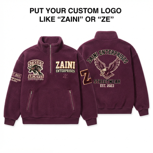 Premium 240g Soft Fleece Men's Pullover <b>Jacket</b> Embossed Logo Burgundy Quarter Zip Warmwear Waterproof Breathable <b>Reflective</b> - Product Image 1