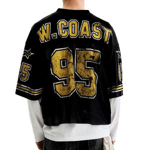 Camiseta Deportiva Casual de Malla Negra OEM para Fútbol Americano, Estilo Vintage con Número Estampado, Ajuste Holgado, Venta al por Mayor, Unisex, Proveedor - Product Image 4