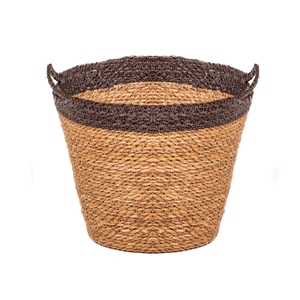 Panier de rangement artisanal en jonc de mer 100% naturel avec poignée, forme ronde, panier écologique, décoration intérieure - Product Image 2