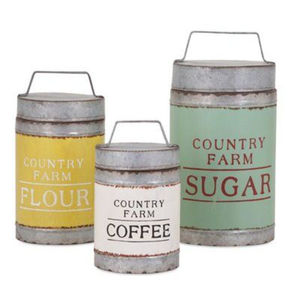 Boîte de rangement décorative en métal galvanisé pour sucre, farine et café, avec couvercle, pour la cuisine et la table. - Product Image 1