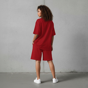 Ensemble 2 pièces pour femme, grande taille, épaules tombantes, 100% coton, couleur unie, streetwear hip hop, respirant, de haute qualité - Product Image 6