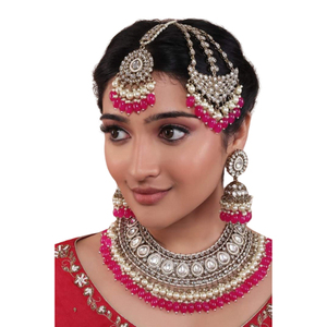 Parures de bijoux de créateur sur mesure, 5 pièces, avec perles et pierres, pour occasions traditionnelles pakistanaises et indiennes. - Product Image 5