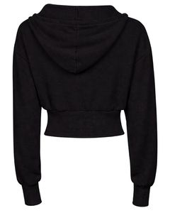 Sudadera con capucha negra para mujer, corte ajustado, manga larga, forro polar de algodón, estilo casual urbano, con cremallera, logotipo personalizado, fábrica ODM - Product Image 2