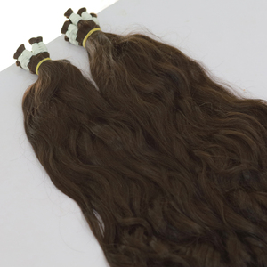 Extensiones de cabello humano virgen europeo negro de 50 pulgadas tejido ondulado teñido trama atada a mano - Product Image 1