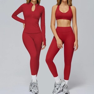 <b>Women's</b> Yoga <b>Suit</b> Gym Set High Waist Legging & Sports Bra with Print Front Logo for Fitness Running & Workout - Product Image 1