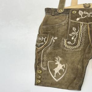 Ahdus Trachten Lederhosen pour homme en cuir véritable et daim de chèvre, taille mi-haute, fermeture boutonnée, longueur genou, grande taille - Product Image 2