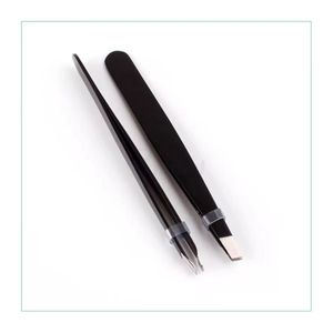 Pince à épiler incurvée noire mate à faible MOQ, pointe inclinée, en acier inoxydable, outil de précision pour l'épilation, OEM ODM - Product Image 6