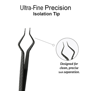 Pince à épiler angulaire Iso Pro en acier inoxydable pour isolation des cils, antistatique, à pointe lisse de précision - Product Image 3