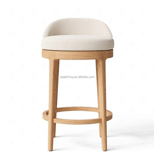 Tabouret de <span class=keywords><strong>bar</strong></span> et de comptoir Sageliving, moderne, haut, minimaliste, dossier bas, pivotant, en tissu - Product Image 3