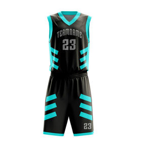 Tenue de Basketball Personnalisée Noire, Cyan, Rouge et Jaune – Maillot 2026, Kit Complet Sublimation 2025 – Ensemble d'Équipement Athlétique Professionnel pour Équipe - Product Image 1