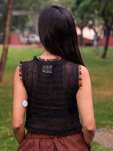 Top Corto de Algodón Crudo Hecho a Mano con Detalle de Flecos, Blusa Boho Ecológica, Camisa de Verano Ligera de Primera Calidad, Top Khadi - Product Image 3