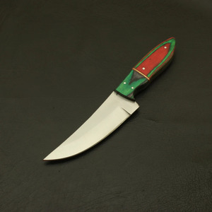 Cuchillo de Caza y Camping EDC de Hoja Fija de Acero al Carbono Hecho a Mano, Mango de Madera Pakka Roja y Verde, Funda de Cuero, Directo de Fábrica - Product Image 5