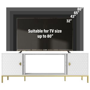 Moderno supporto TV da 70 pollici scaffali aperti pesante legno Media intrattenimento centro Console di archiviazione Design bianco soggiorno - Product Image 4