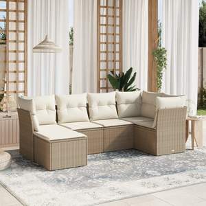 Ensemble de canapés de jardin Plimical en rotin PE beige avec coussins imperméables, design contemporain - Product Image 3