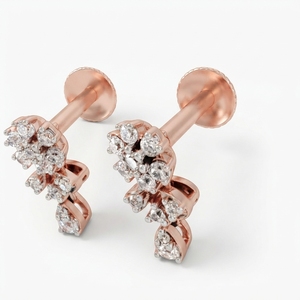 Round Diamond <b>Stud</b> <b>Earrings</b> in 9K Rose Gold | Lab Grown & Natural Diamond | 0.41 CT - Product Image 2