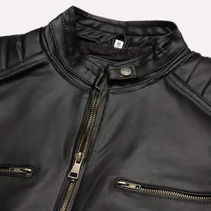Veste en cuir pour homme à manches longues, imperméable, prix abordable, fabricant pour marque de vêtements, veste en cuir PU personnalisée pour motard. - Product Image 6