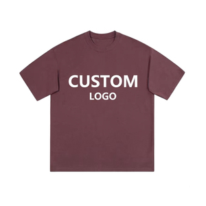 T-shirt décontracté à col rond pour homme, coupe ample, en jersey 100 % coton épais 280 g, couleur unie, avec logo imprimé, à prix réduit - Product Image 6