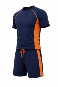 T-shirt Athlétique Homme Bleu Marine à Manches Longues, Blocs de Couleurs, Séchage Rapide, Accents Orange, Respirant, Écologique, en Spandex – Meilleure Vente - Product Image 3
