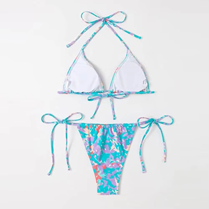Women Printed Swimwear <b>Set</b> Triangle Top with Tie Side Bottom Sexy <b>Bikini</b> for Summer Beachwear Wholesale - Product Image 4