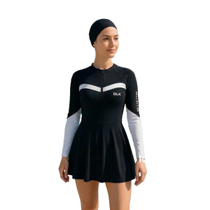 Hot Women's Quick Dry Waterproof Stretchable Nylon-Spandex One-Piece <b>Swimdress</b> Solid Patterned Beachwear Bikini Skirt Bottom - Product Image 4