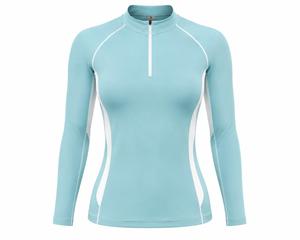 Women's Full Sleeve Color Blocked Rash Guard Top Quick Dry Anti-UV Eco-Friendly Spandex Polyester <b>Swim</b> <b>Shirt</b> Light Blue White - Product Image 2