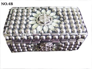 Lac Decorative Gift Boxes Luxury Black Beaded Embroidered <b>Storage</b> <b>Trunk</b> with metal Stone Work Decorative Jewelry Organizer <b>Box</b> - Product Image 3