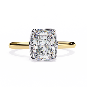 2.50ct Radiant Cut Lab Grown Diamond Engagement <b>Ring</b> 18K Yellow Gold Vermeil Distinctive Gallery <b>Solitaire</b> Wedding <b>Ring</b> Women - Product Image 1