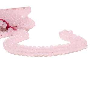 ลูกปัดหินแคลซิโดนีสีชมพูแกะสลักทรงเมลอน ลูกปัดหินเมลอนสีชมพูร้อยเป็นเส้นสำหรับทำเครื่องประดับ DIY - Product Image 2