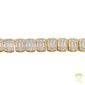 Collier chaîne tennis de luxe avec pierres taille baguette, ton or, accessoire de bijouterie hip-hop pour hommes et femmes, article cadeau tendance - Product Image 2