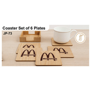 Ensemble de sous-verres promotionnels personnalisés en bois massif de luxe (6 pièces) avec support pour la fête des mères et Noël - Product Image 5