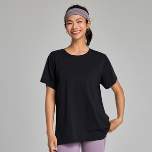 Camisetas al por mayor para mujer, tops informales, ropa deportiva transpirable, camisetas holgadas de jersey liso para chicas, estilo urbano con logo. - Product Image 6