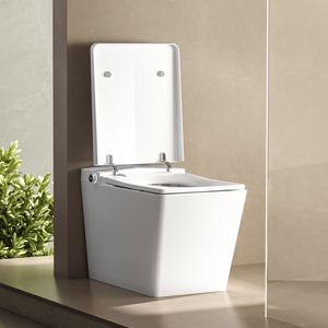 WC Intelligente Moderno Quadrato con Bidet Senza Serbatoio, Telecomando e Apertura Coperchio a Tocco del Piede per il Bagno - Product Image 6