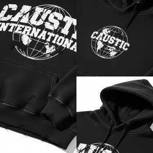 เสื้อฮู้ดซิปผู้ชายสไตล์วินเทจ ผ้าฝ้าย 100% หนัก 400GSM ล้างสีแบบแอซิดวอช สกรีนโลโก้ได้ตามสั่ง สตรีทแวร์ ทรงโอเวอร์ไซส์ รับผลิตแบบ OEM ODM - Product Image 5