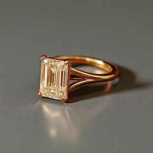 Bague solitaire luxueuse en or massif 14 carats avec diamant de laboratoire taille émeraude pour femme, bijou raffiné, cadeau idéal pour votre partenaire - Product Image 5