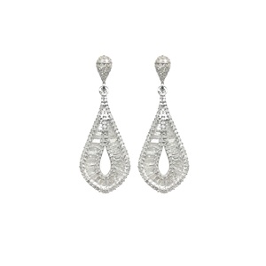 Pendientes Colgantes de Plata de Ley 925 con Diamantes Blancos Naturales de Corte Baguette Redondos para Mujer, 2.89 Ct, Joyería al por Mayor para Bodas - Product Image 1