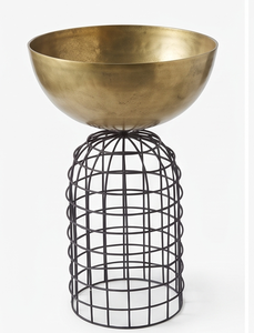 Modern <b>Metal</b> <b>Bowl</b> With Brass Finish Wire Base Handmade Decorative Serving <b>Bowl</b> For Home Gifting Elegant Home Accent - Product Image 1
