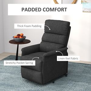 Poltrona Reclinabile Elettrica Moderna Nera con Telecomando, Reclinabile Completamente, Rivestimento in Pelle, Struttura in Legno, Girevole, Imbottita in Spugna - Product Image 6