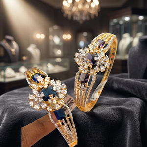 Lux Imitation Rhodium Plated Brass Cubic Zirconia <b>Bangle</b> <b>Bracelet</b> Luxury Zircon Kada Wedding Women Multi Color Crystal Charm - Product Image 3